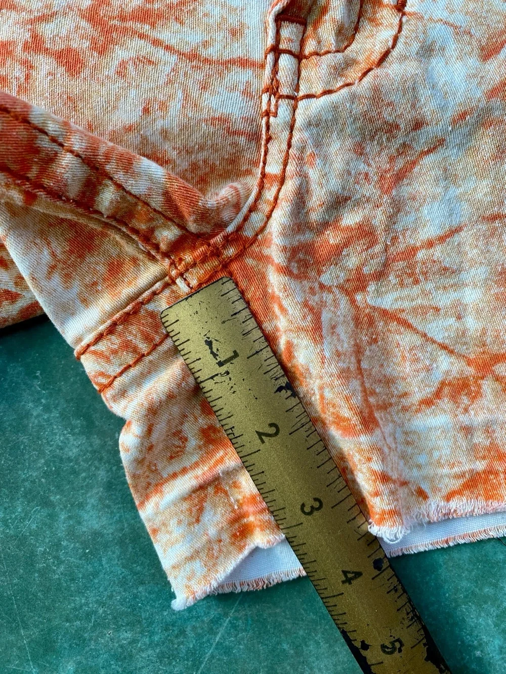 Orange & White Tie-Dye Jean Shorts - Casual Festival Cutoffs